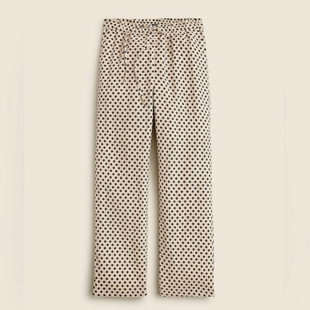 J. Crew Wide Leg Pants in Cream and Black Dots